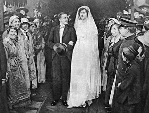 Stella Gallery: Munition workers guard of honour at Percy wedding, WW1