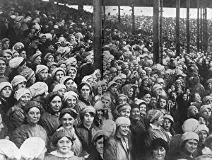 Projectile Prints: Munition workers watch Royal Investiture on Clydeside, WW1