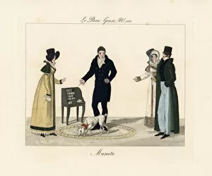 Poodle Collection: Munito the wonder dog performing card tricks, 1815