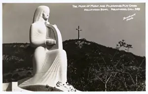 The Muse of Music and Pilgrimage Play Cross - Hollywood Bowl