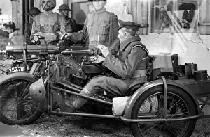 Motor Cycle Prints: Museum display of British soldiers with machine gun