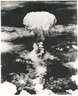 Mushroom cloud Nagasaki Japan in 1945, atomic bomb
