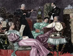 Bourgeoisie Prints: Music Concert. Hall of upper class housing. 1887. Engraved b