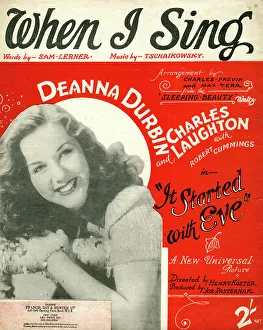 Started Prints: Music cover, When I Sing, Deanna Durbin
