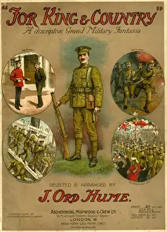Victorious Prints: Music cover, For KIng & Country, by J Ord Hume, WW1