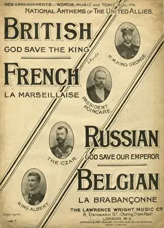 Nikolai Prints: Music cover, National Anthems of the Allies, WW1