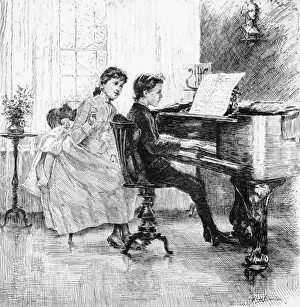 Music at home - children at the piano, 1888