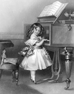 1866 Gallery: Music at home - little girl at the piano
