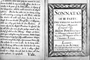 Purcell Prints: Music score: Sonata by Purcell, 1683