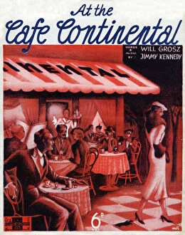 Music sheet cover for At the Cafe Continental by Will Grosz and Jimmy Kennedy