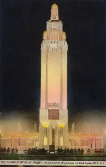 Westchester Prints: Music Tower at night, Rye, Westchester, New York State, USA