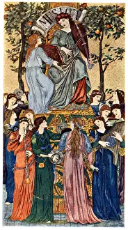 Needlework Prints: Musica, Pre-Raphaelite Needlework Picture