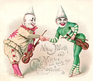 Shake Prints: Two musical clowns on a Christmas card