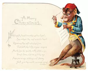 Images Dated 3rd November 2015: Musical monkey on a Christmas card