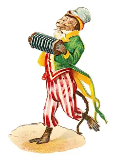 Musical monkey on a Victorian scrap