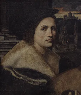 Bernardo Prints: A musician. Portrait by Bernardo Licino (ca.1485-1550)