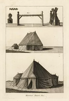 Stockdale Collection: Musket racks, laboratory tent and officers tents