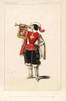 A musketeer trumpeter in the comic opera Les
