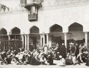 Place Of Worship Prints: Muslim men, Al-Azhar Mosque, in Cairo, Egypt