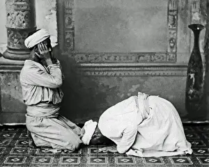 Muslim men at prayer, Egypt