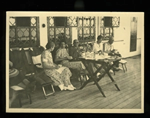Trip Collection: MV Reina del Pacifico, people taking tea on deck