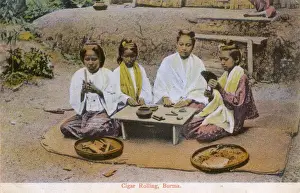 Prepare Prints: Myanmar - Burmese women rolling leaf tobacco into cigars