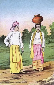 Countryfolk Prints: Myanmar - Country Couple in traditional attire