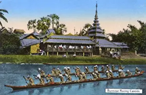 Canoes Prints: Myanmar - Racing Canoes