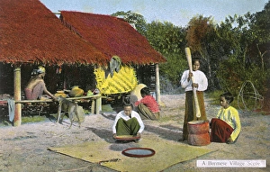 Images Dated 11th August 2015: Myanmar - Village Scene - preparing food
