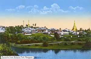 Stupa Prints: Myanmar - Yangon - The Barracks as seen from Victoria Park