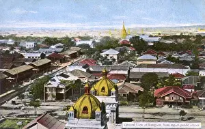 Rooftops Prints: Myanmar - Yangon - General Panoramic view