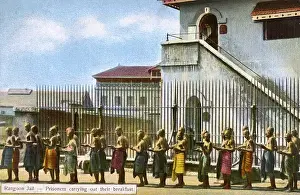 Fencing Prints: Myanmar - Yangon - Rangoon Jail - Prisoners at breakfast