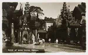 Rangoon Prints: Myanmar - Yangon - Shwedagon Pagoda - Inner courtyard