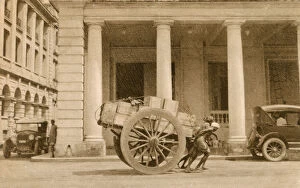 Yangon Collection: Myanmar - Yangon - Street porters pull a large laden wagon