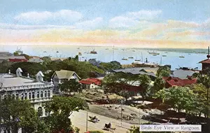 Bund Prints: Myanmar - Yangon - The Waterfront and docks