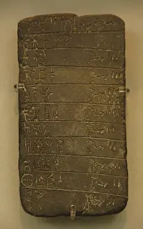 Word Prints: Mycenaean art. Greece. Clay tablet with inscriptions on Myce