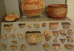 Exposition Gallery: Mycenaean art. Greece. Fragments of pottery. Painting style