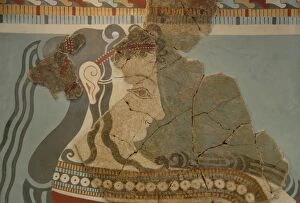 Mycenae Collection: Mycenaean art. Greece. Fresco depicting a female figure