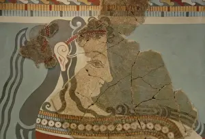 Fresco Prints: Mycenaean art. Greece. Fresco depicting a female figure