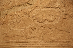 Chasing Collection: Mycenaean art. Greece. Funerary stele in stone. Relief depic