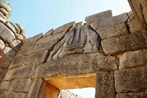 Portal Collection: Mycenaean Art. The Lion Gate of Mycenes fortress. Peloponnes