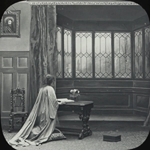 Cloaked Collection: Mysterious woman reading her bible and praying
