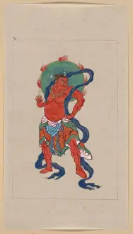 Mythological Buddhist or Hindu figure, full-length, standing
