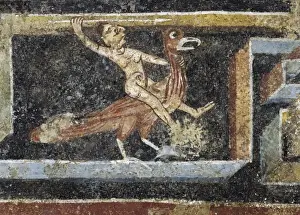 Solsona Prints: Mythological scene. 11th c. Romanesque art. Fresco