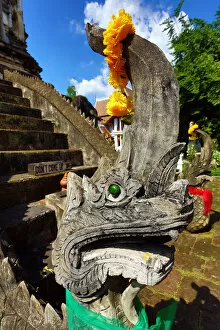 Images Dated 9th November 2014: Naga statue at Wat Chiang Man Temple in Chiang Mai, Thailand