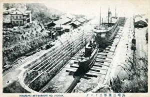 Nagasaki Prints: Nagasaki, japan - Mitsubishi No. 3 Dry Dock Date: circa 1910s