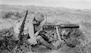Predecessor Collection: Naik Shahamad Khan, manning a Vickers-Maxim gun