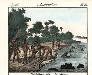Ethnography Prints: Naked Chamorro men and women fishing in the Mariana islands