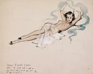 Naked woman by David Wright, preliminary sketch