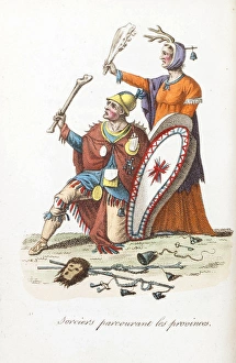 Images Dated 23rd May 2016: Napleonic era Russian sorcerers with bone clubs